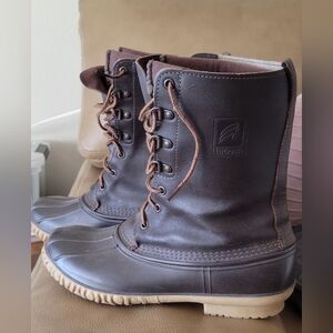 VINTAGE LaCrosse Men's Size 9 LEATHER & RUBBER Duck Boots MADE IN THE USA